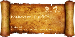 Matkovics Timót névjegykártya